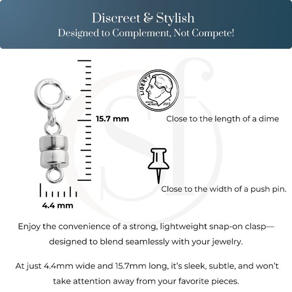 Magnetic Necklace Clasp Set Silver | 2 Pack | Easy On Off | Boutique New - Picture 10 of 13